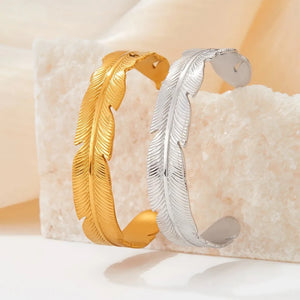 Waterproof Sweatproof Feather Bracelet: Gold Plated Minimalist